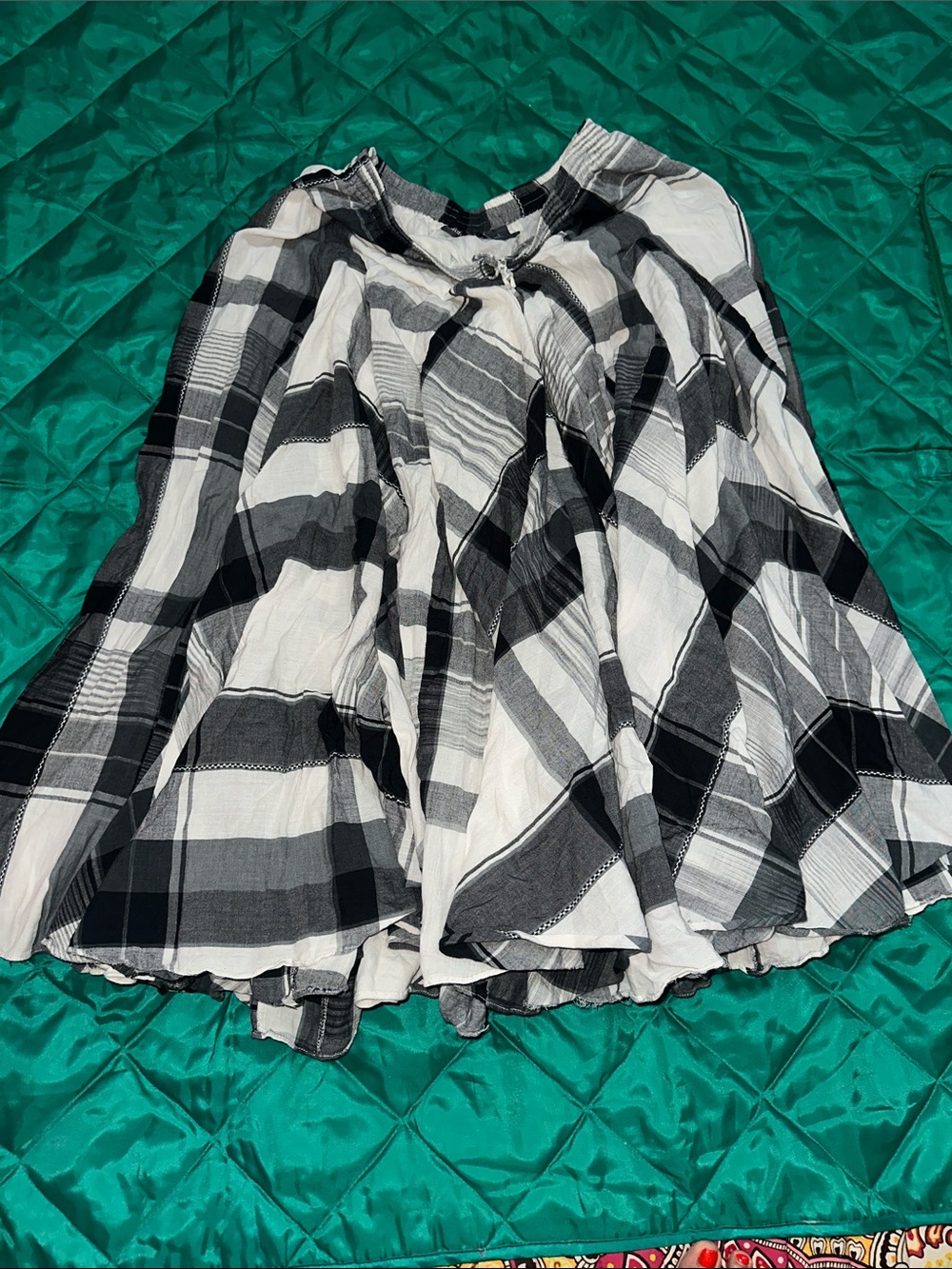 Chelsea & Theodore Black and White Plaid Circle Skirt